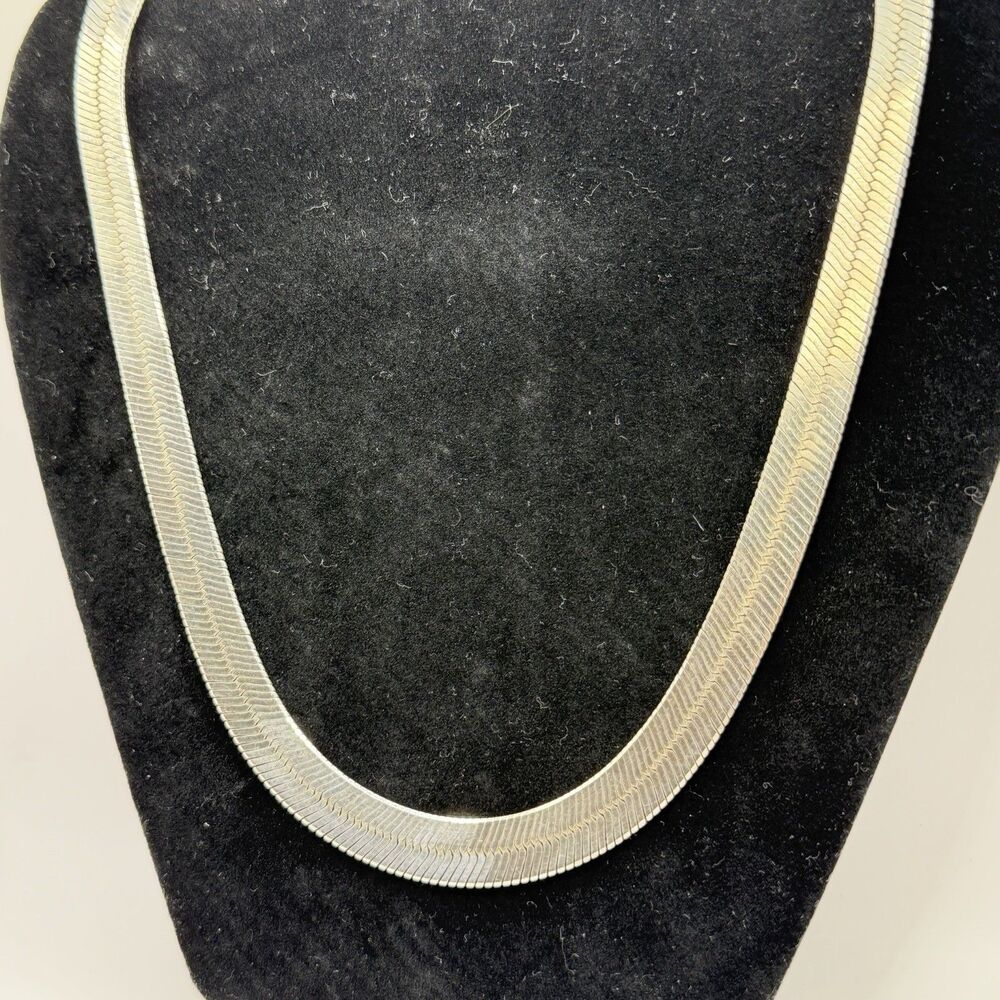 Vintage Italy 925 Sterling Silver Omega Herringbone Necklace 20" 47.8g Signed